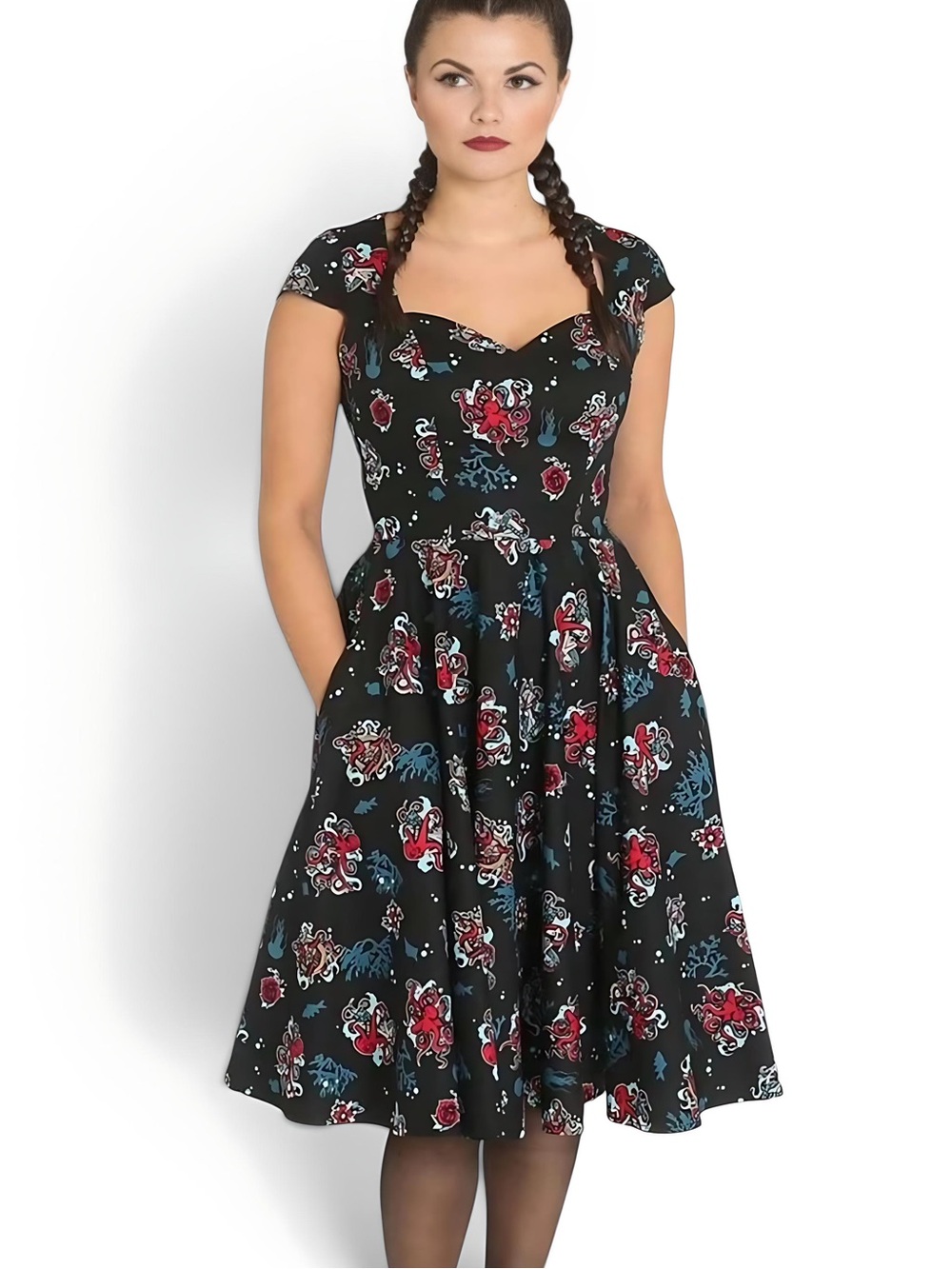 Hell Bunny 50’s Nautical Octopus Kraken Dress Size Small